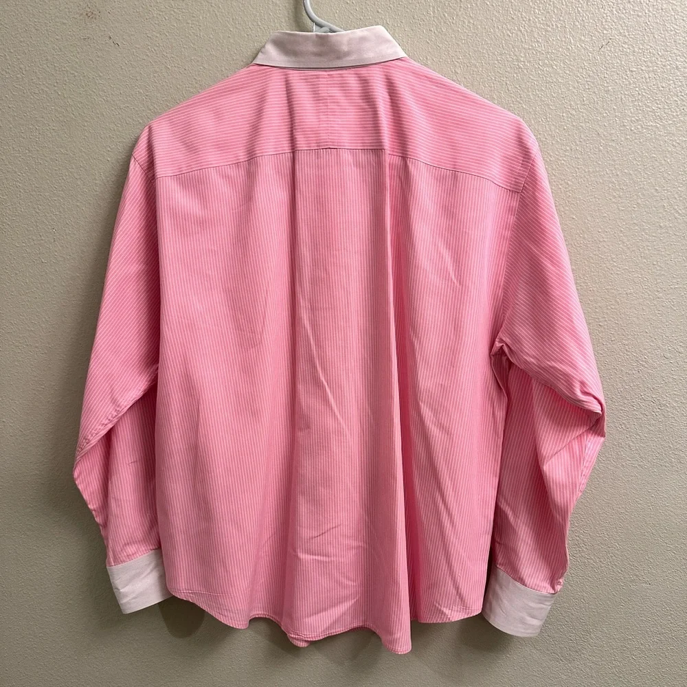 Lauren Ralph Lauren Petite 12 Classic Button Down Blouse Pink & White Striped - Picture 2 of 10